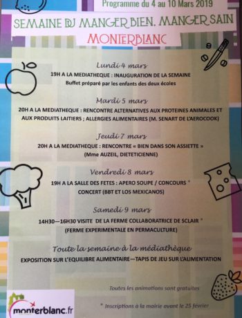 programme de la semaine manger bien manger sain à Monterblanc