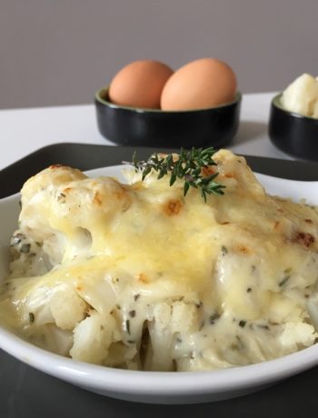 Recette de gratin de chou fleur et oeuf dur à la béchamel au thym