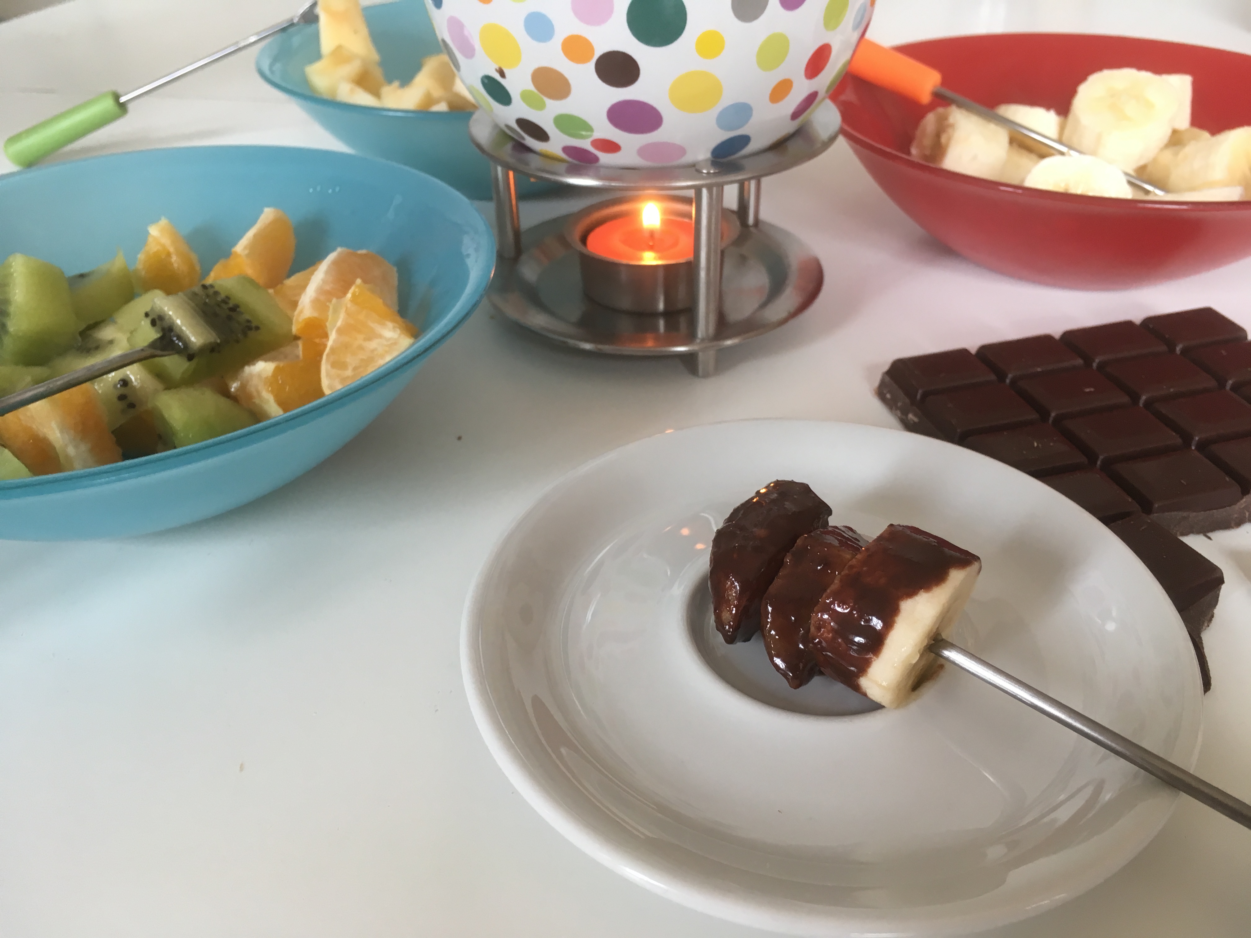 Fondue au chocolat noir et poire