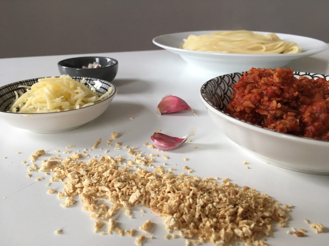 Recette de pâtes sauce bolognaise au soja