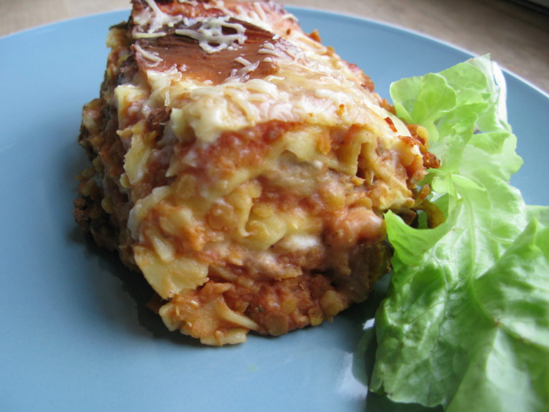 Lasagnes végétariennes aux lentilles corail et feta