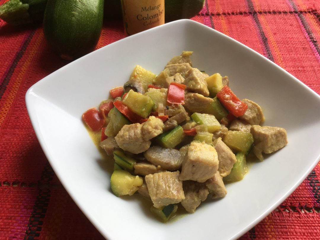 Recette express de colombo de porc au lait de coco aux légumes