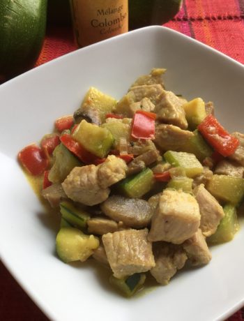 Recette express de colombo de porc au lait de coco aux légumes