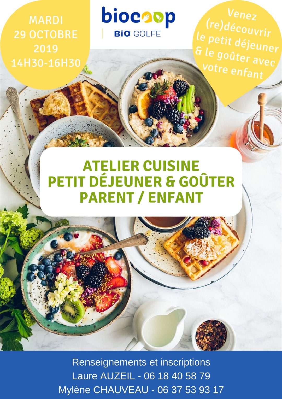 Atelier de cuisine enfant/parent sur le thème du goûter et petit déjeuner