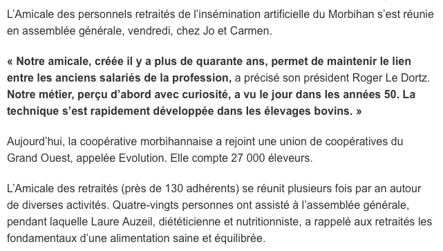 Article Ouest France suite conférence à l'AG du 9 novembre 2019