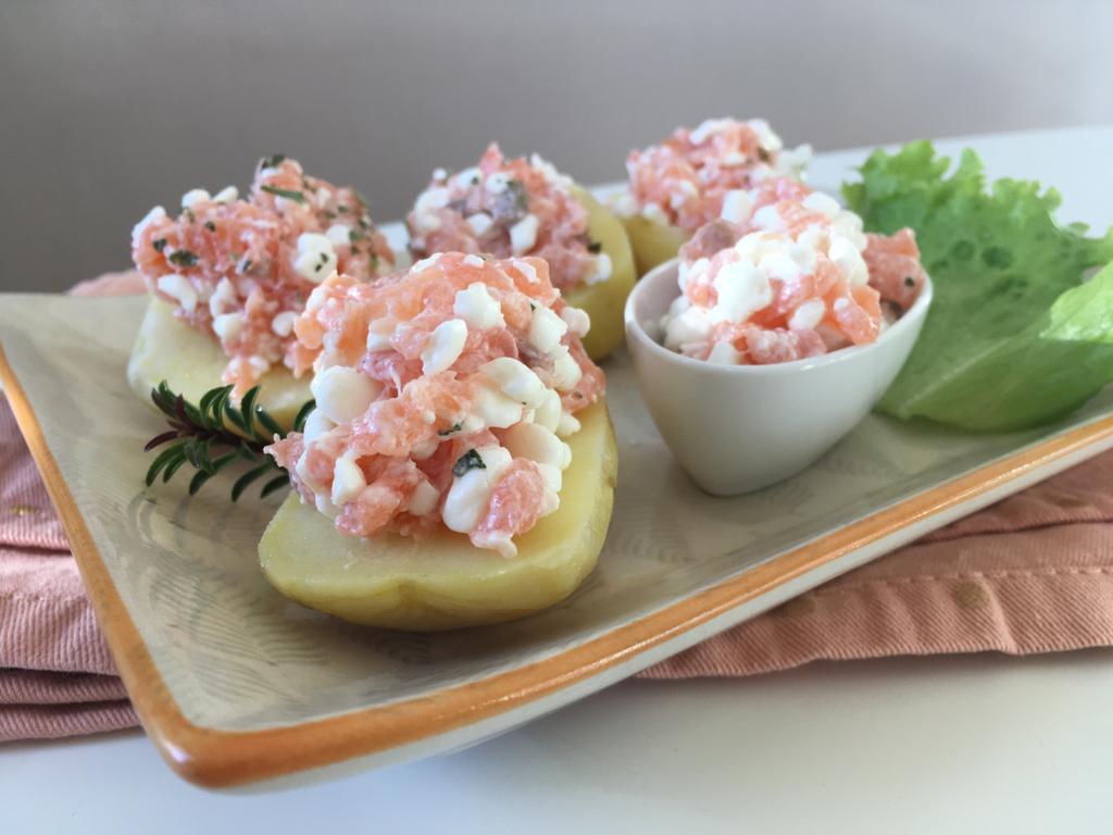 PDT au saumon fumé, cottage cheese et estragon