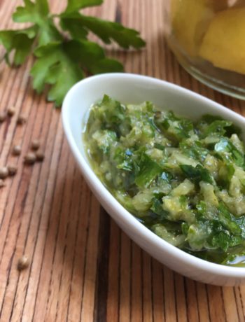 Sauce persil et citron confit, type 'chermoula'