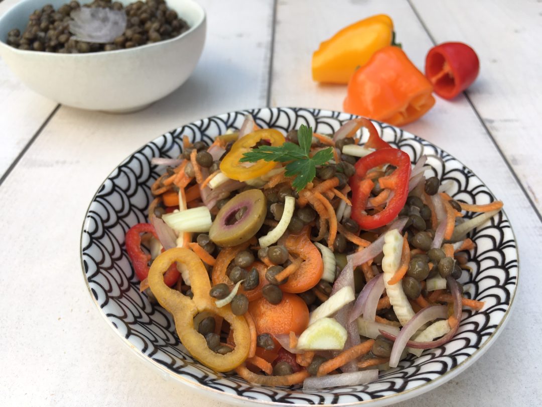 Salade de lentilles et légumes croquants