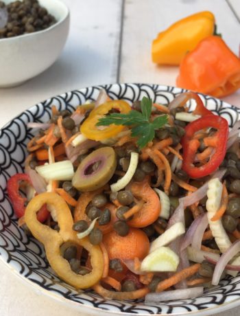 Salade de lentilles et légumes croquants