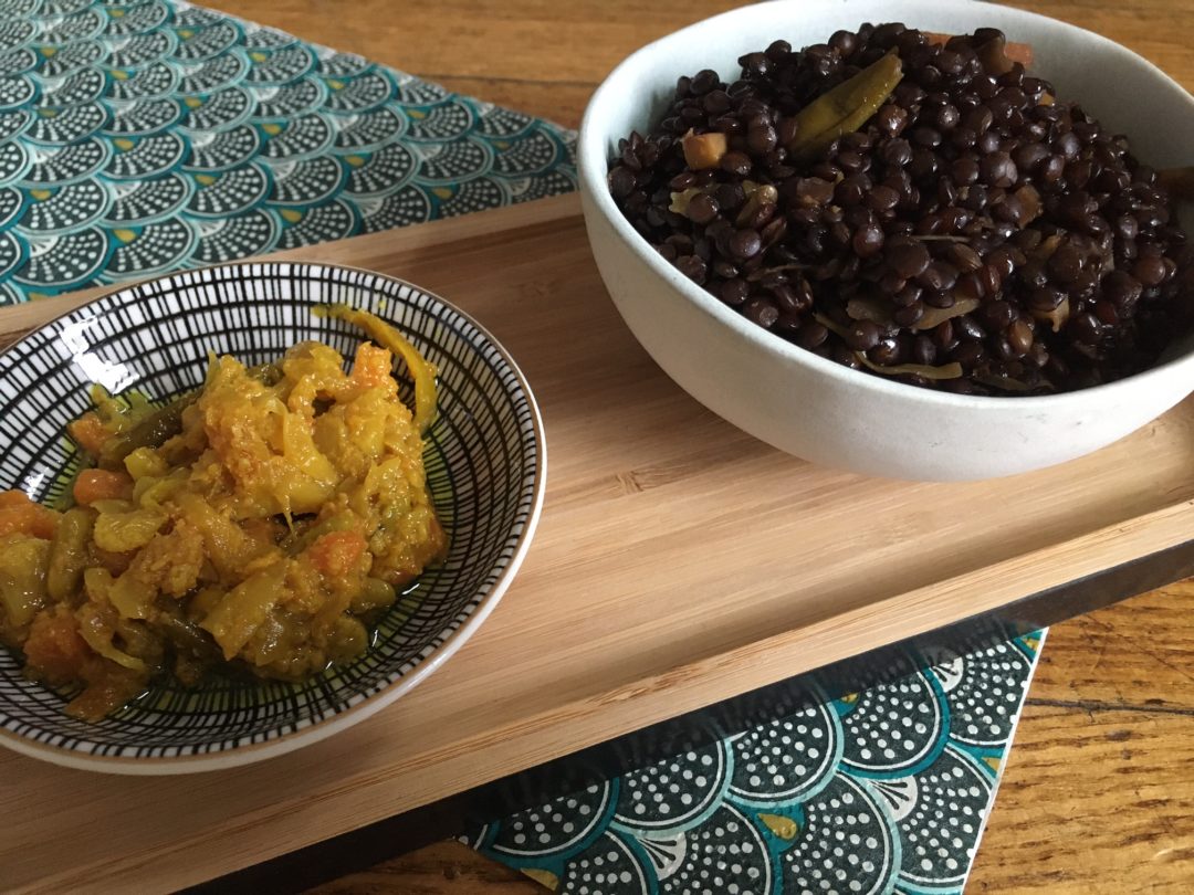 Lentilles aux achards de légumes